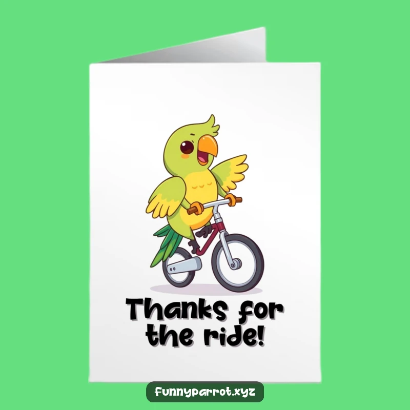 Quirky Free Printable Unicycle Parrot Thank You Card: Downloadable Gift of Thanks