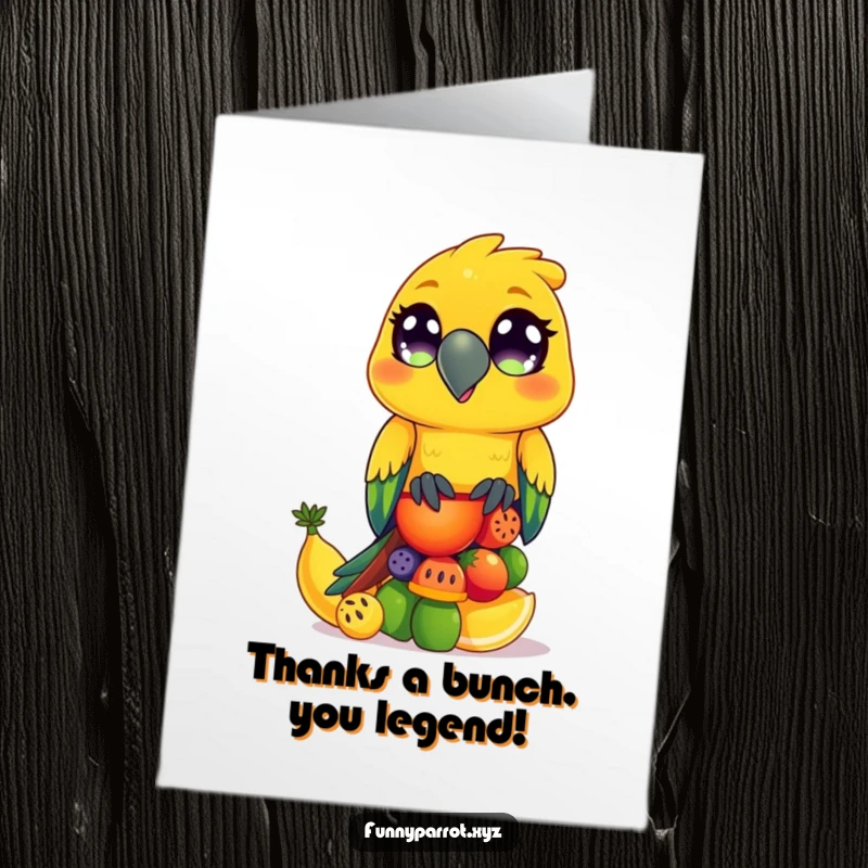 Funny Free Printable Thank You Card: Happy Parrot Holding a Microphone Squawking a Cheerful Tune