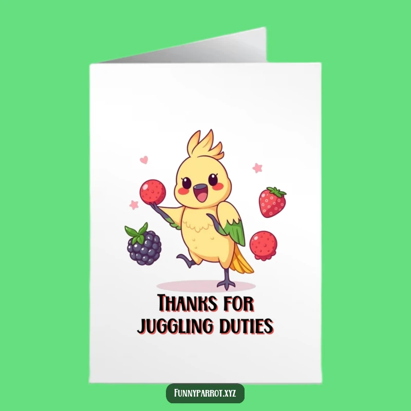 Funny Free Printable Thank You Card: Juggling Parrot Download for a Fun Message