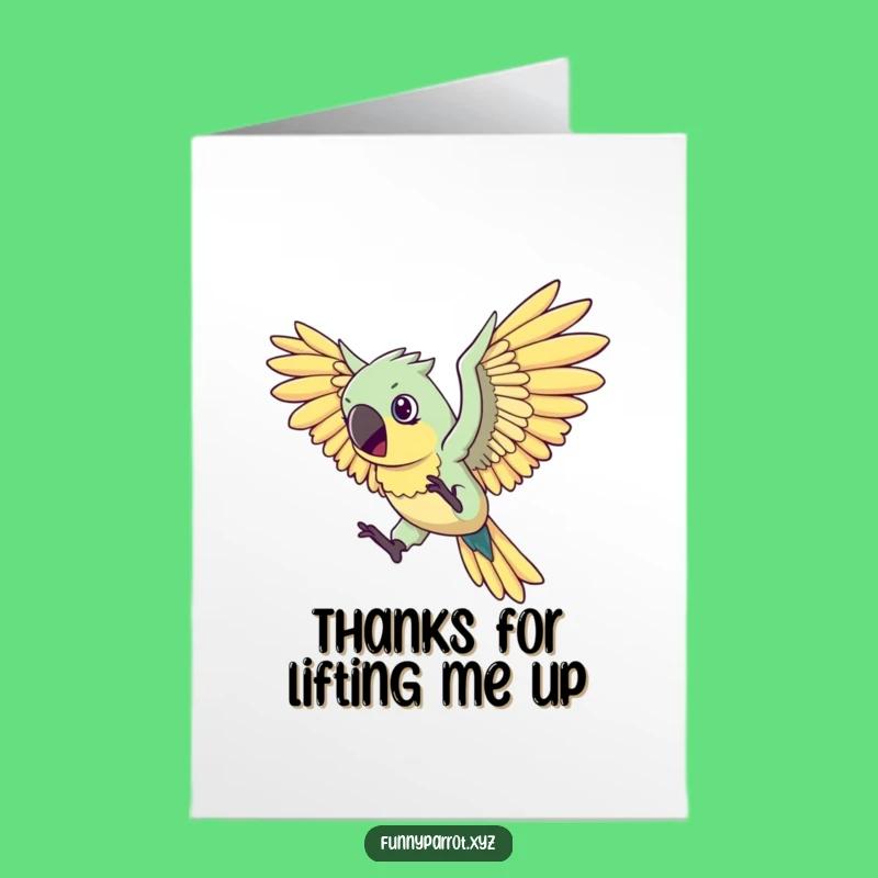 Free Printable Thank You Card: Determined Parrot Flying - Funny Downloadable Gift!