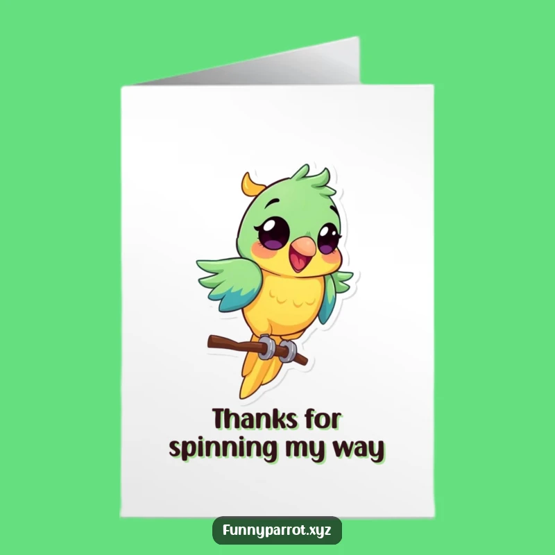 Funny Free Printable Thank You Card: Spinning Parrot Download for Cheerful Gratitude