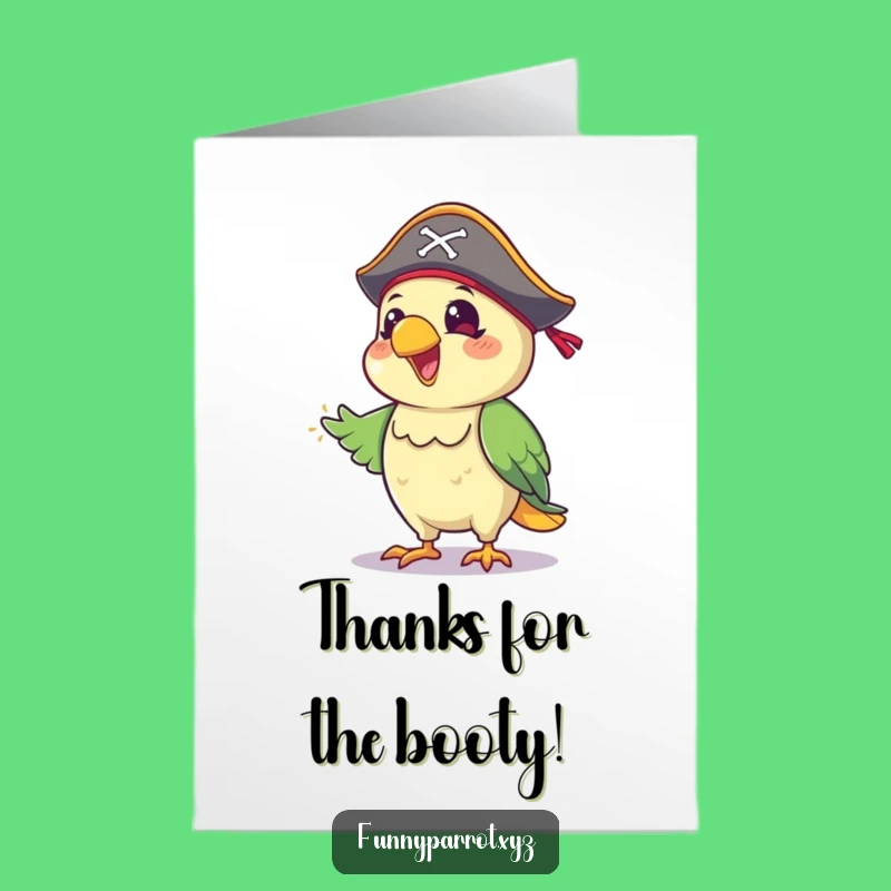 Free Printable Thank You Card: Funny Pirate Parrot Jigging Appreciation Downloadable