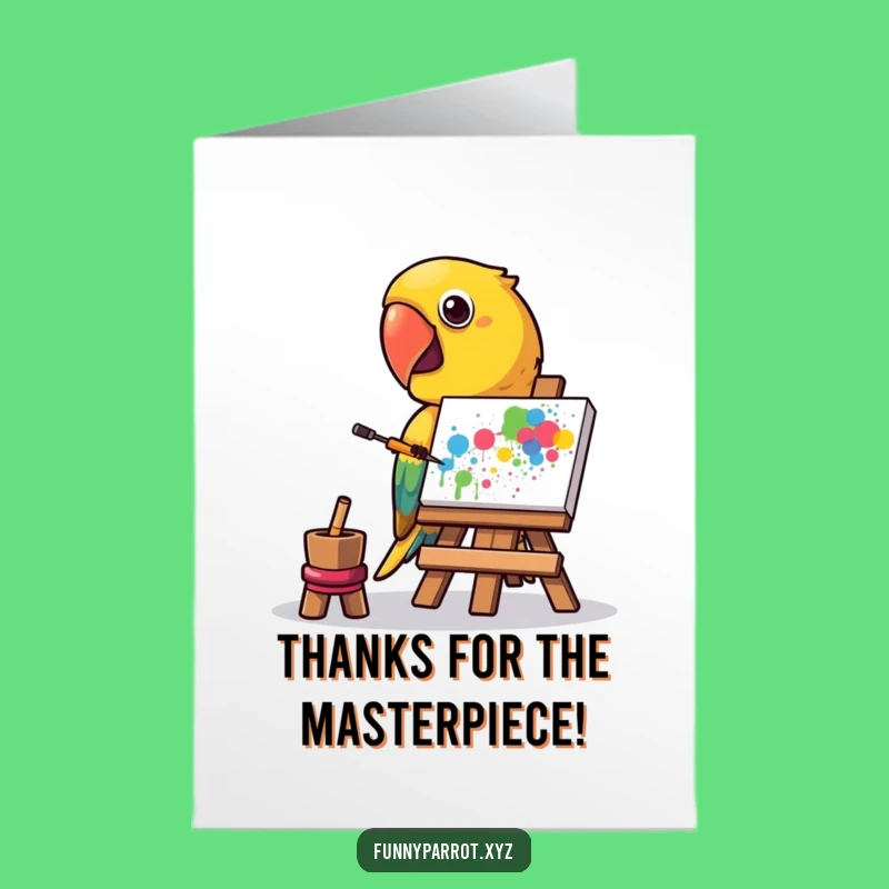 Quirky Free Printable Art Parrot Thank You Card: Downloadable Gift of Thanks