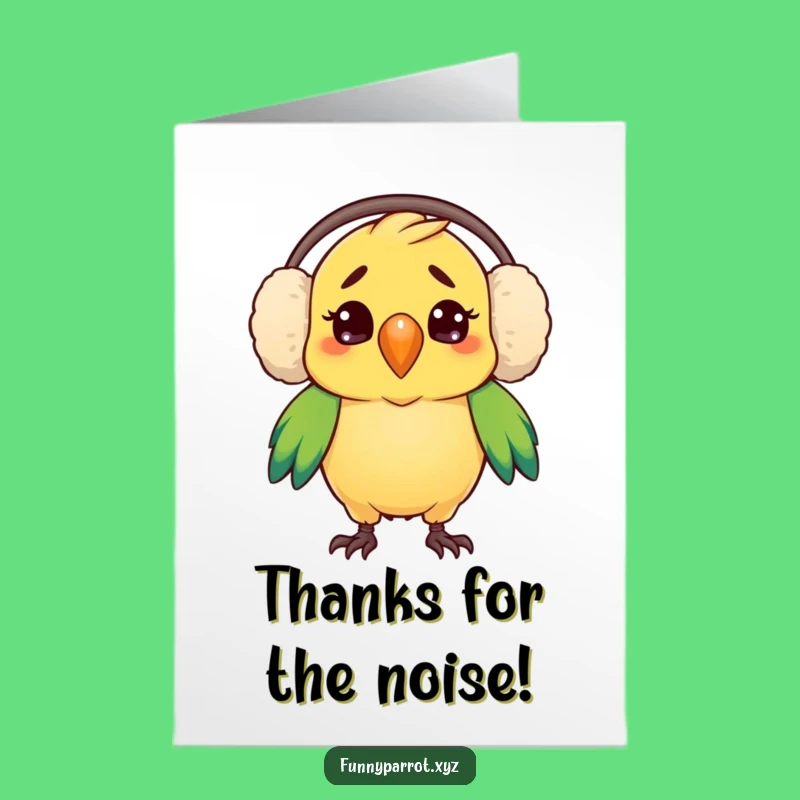Quirky Free Printable Earmuff Parrot Thank You Card: Downloadable Gift of Gratitude