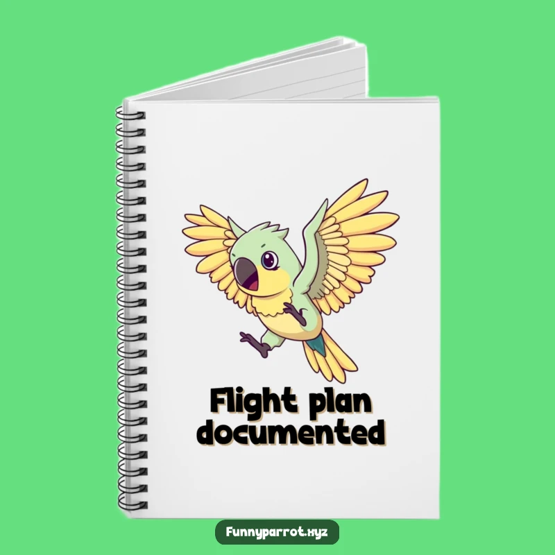 Funny Flying Parrot Notebook - Jot down dreams with a determined big-winged bird!