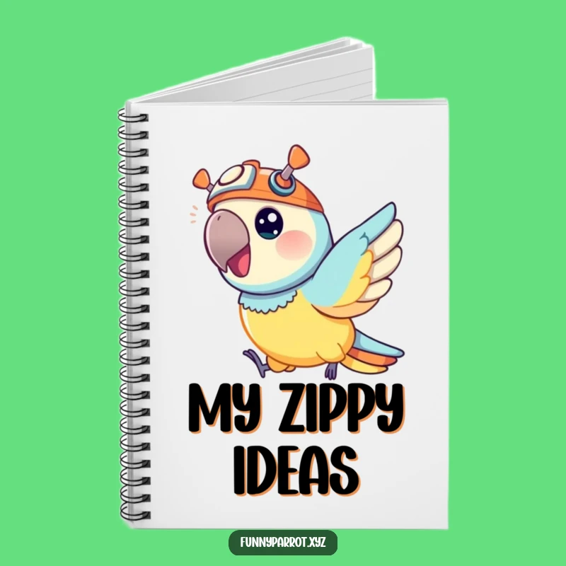 Funny Parrot Notebook, Zippy Bird Propeller Hat Journal for Ideas