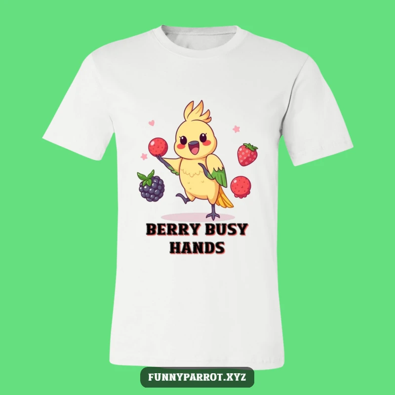 Funny Juggling Parrot T-Shirt: Playful Berry Act, Perfect Gift