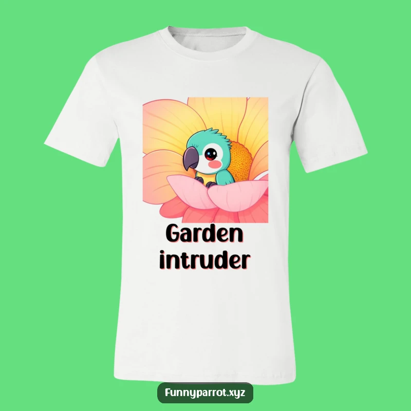 Funny Curious Parrot T-Shirt - Peek from behind a flower, a hilarious gift!