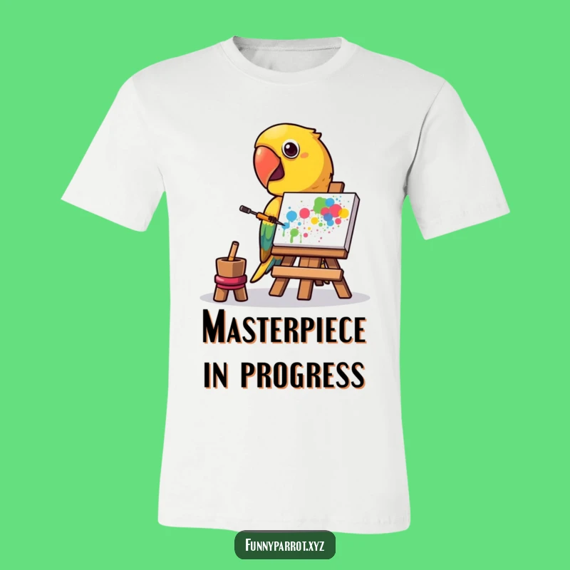 Funny Parrot Artist T-Shirt: Parrot Paints Abstract Art, Best Funny Gift