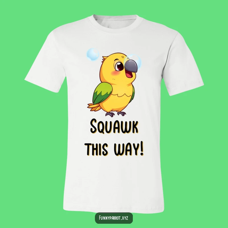 Funny Surprised Parrot T-Shirt - Wear your shock with this hilarious bird bubble tee!