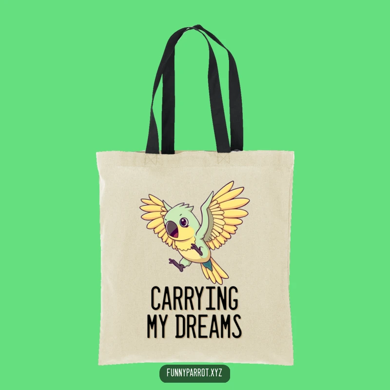 Funny Flying Parrot Tote Bag - Carry your dreams with this hilarious bird!