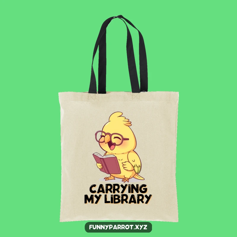 Funny Laughing Parrot Tote Bag - Carry your books with this smart, funny bird!