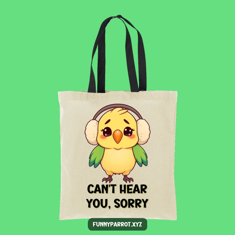 Funny Parrot Earmuffs Tote Bag: Confused Parrot Art, Stylish and Hilarious Funny Gift