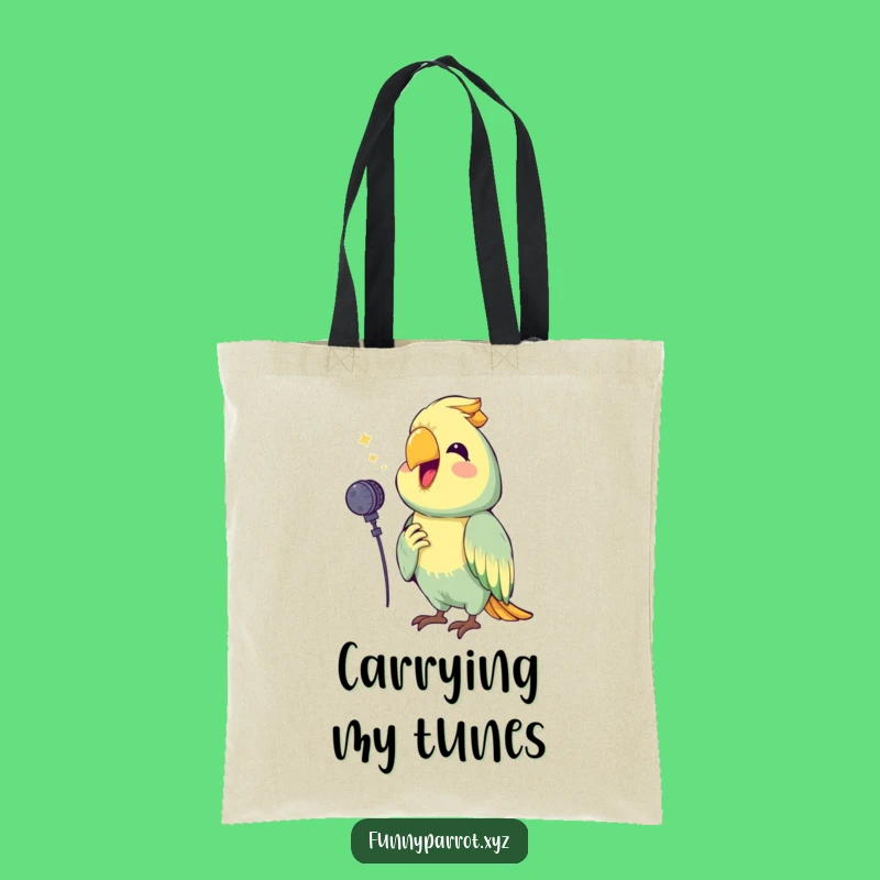 Funny Singing Parrot Tote Bag: Carry Your Tunes with a Happy Performing Bird